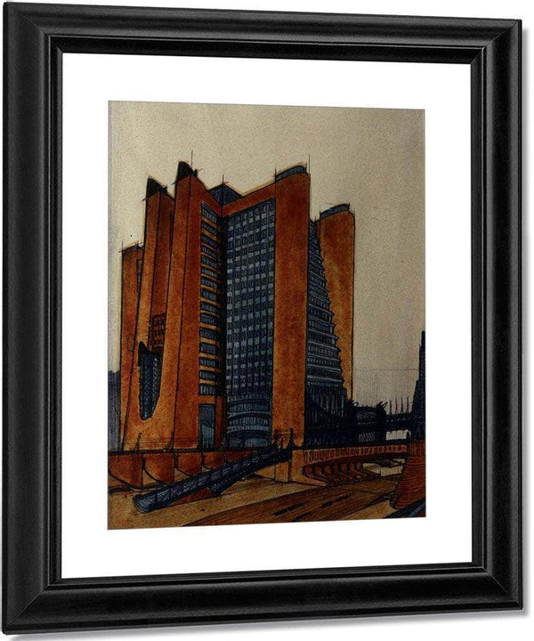 The New City House Stairs With External Lifts 1914 Milan Private Collection By Antonio Sant'elia Fine Art Print