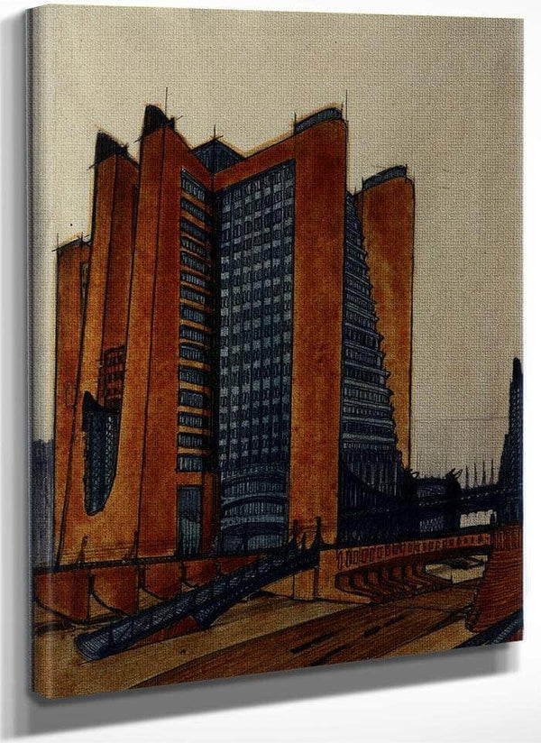 The New City House Stairs With External Lifts 1914 Milan Private Collection By Antonio Sant'elia Fine Art Print