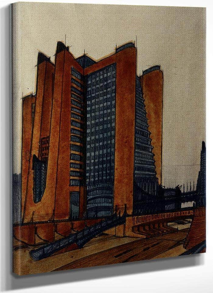 The New City House Stairs With External Lifts 1914 Milan Private Collection By Antonio Sant'elia Fine Art Print