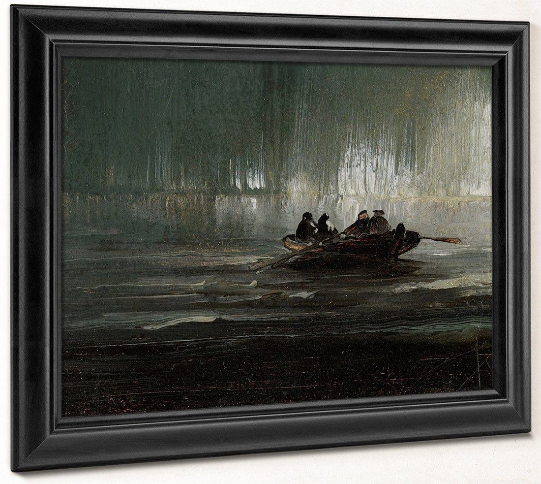 The Northern Lights Over Four Men In A Rowboat 1887 By Peder Balke Fine Art Print