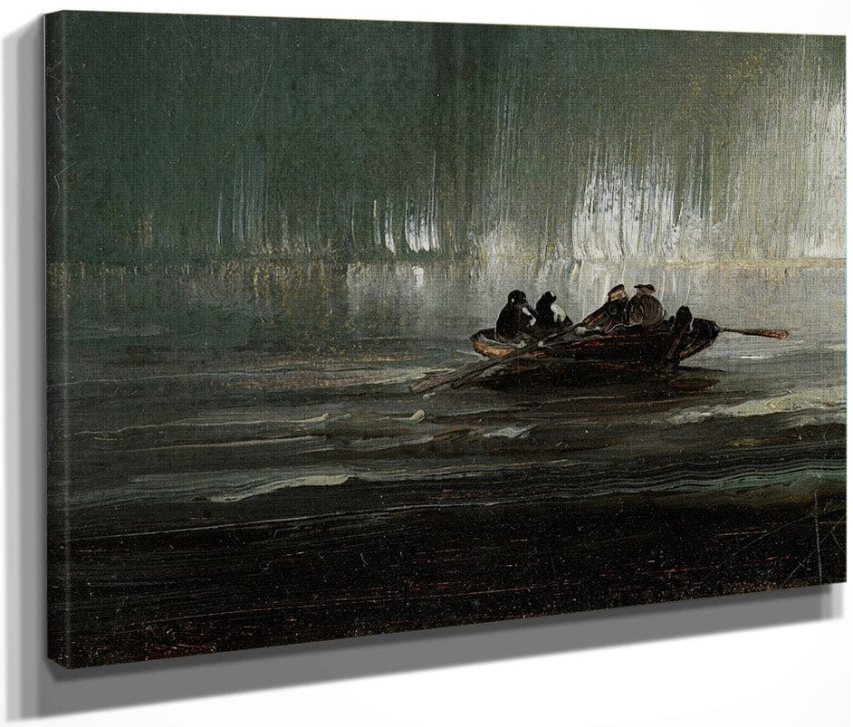 The Northern Lights Over Four Men In A Rowboat 1887 By Peder Balke Fine Art Print