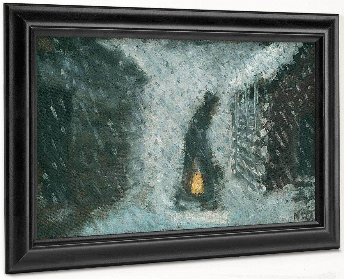 The Old Woman With The Lantern By Nicolai Astrup Fine Art Print