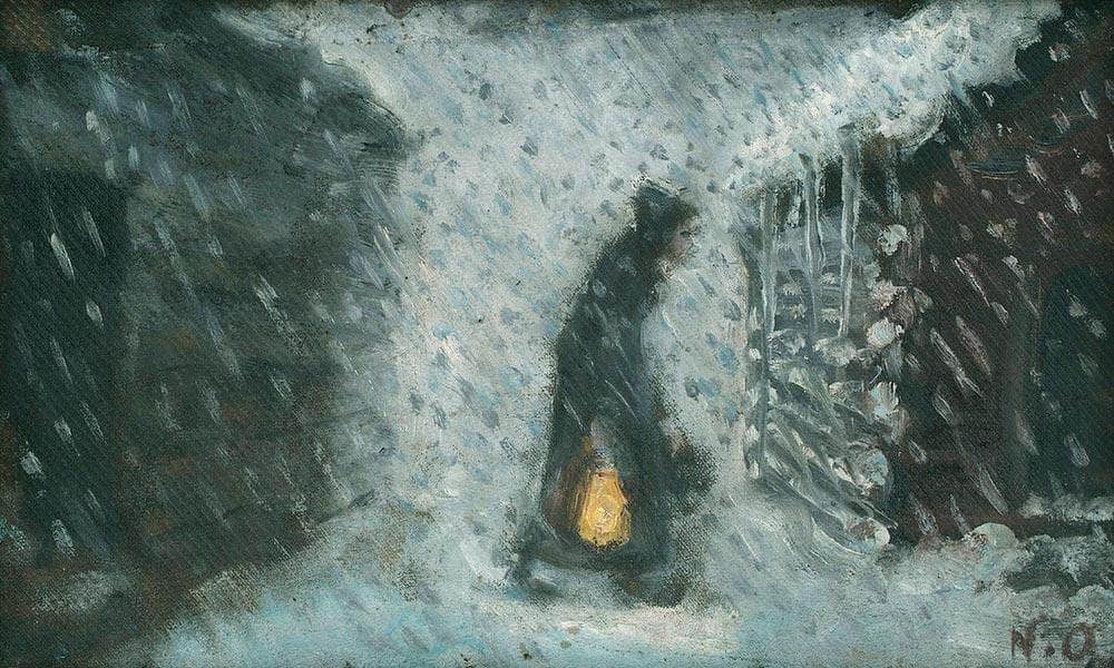 The Old Woman With The Lantern By Nicolai Astrup Fine Art Print