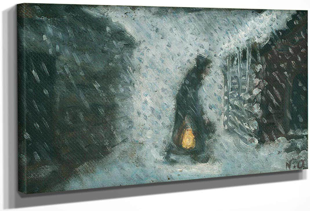 The Old Woman With The Lantern By Nicolai Astrup Fine Art Print