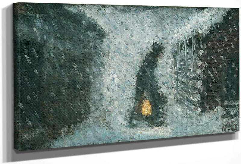 The Old Woman With The Lantern By Nicolai Astrup Fine Art Print