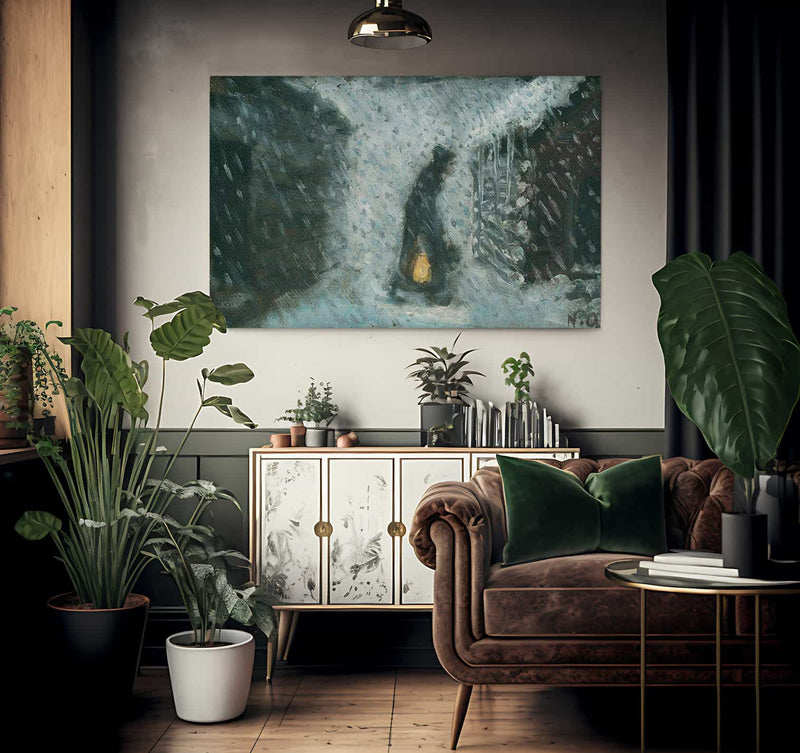 The Old Woman With The Lantern By Nicolai Astrup Fine Art Print