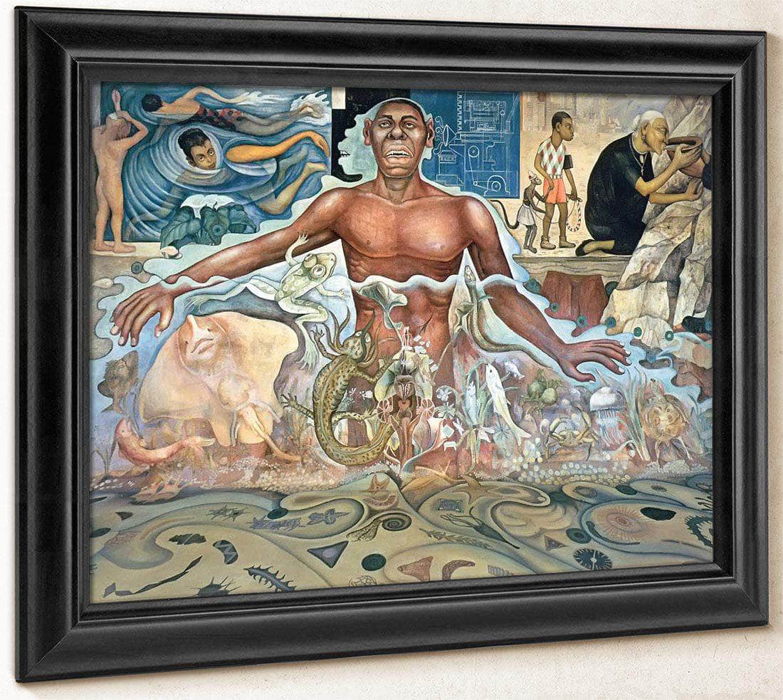 The Origin Of Human Life Symbolized By A Man Of Black Race By Diego Rivera Fine Art Print