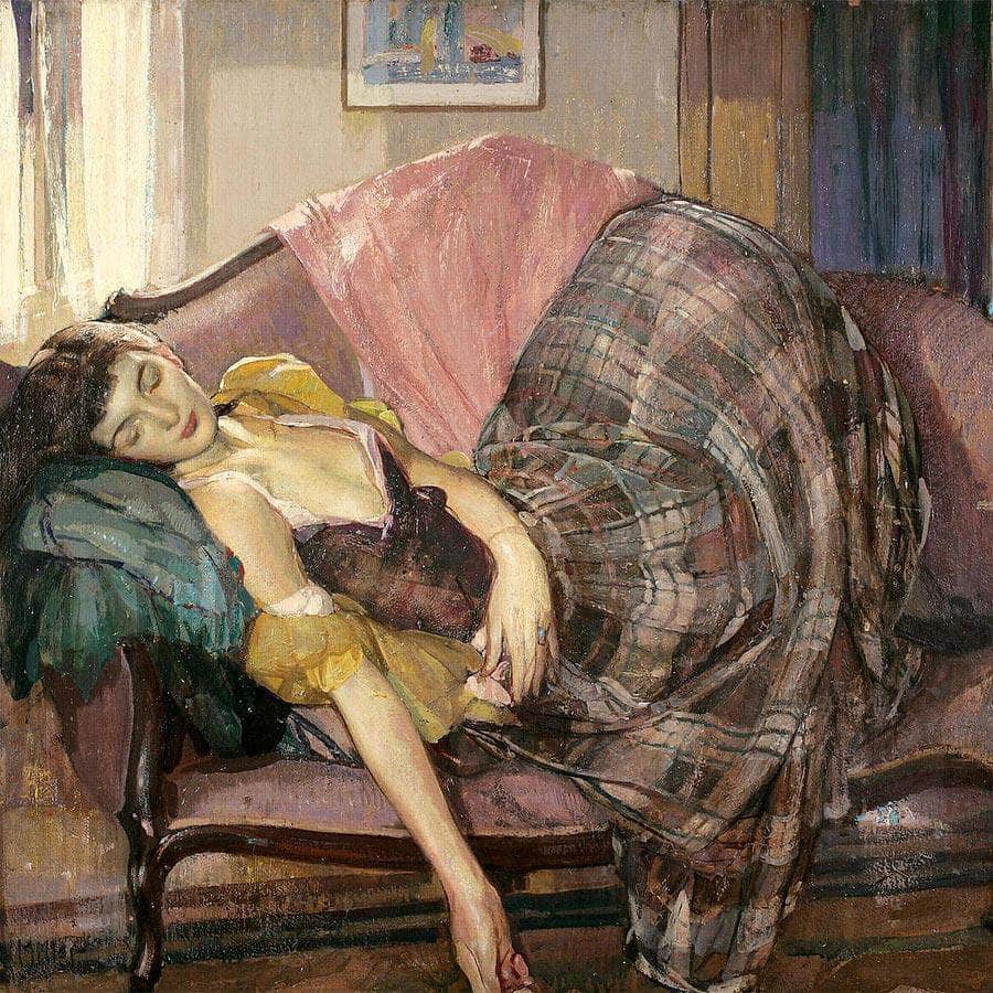The Plaid Skirt By Richard Edward Miller Fine Art Print