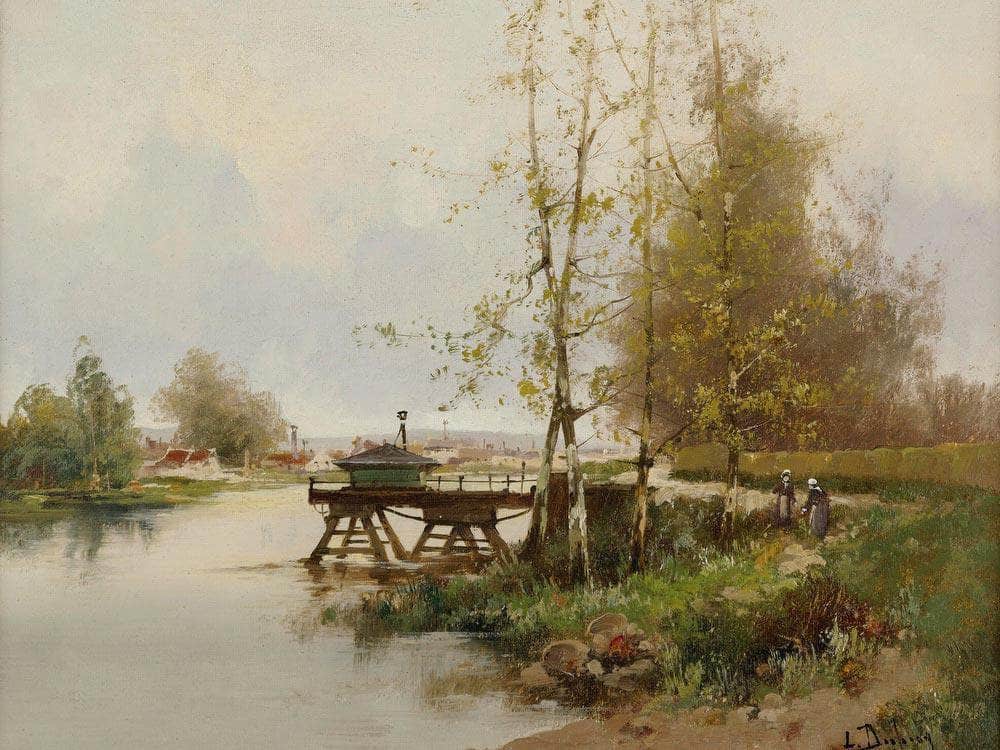 The Pond At The Edge Of The Village By Eugene Galien Laloue Fine Art Print