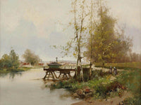 The Pond At The Edge Of The Village By Eugene Galien Laloue Fine Art Print