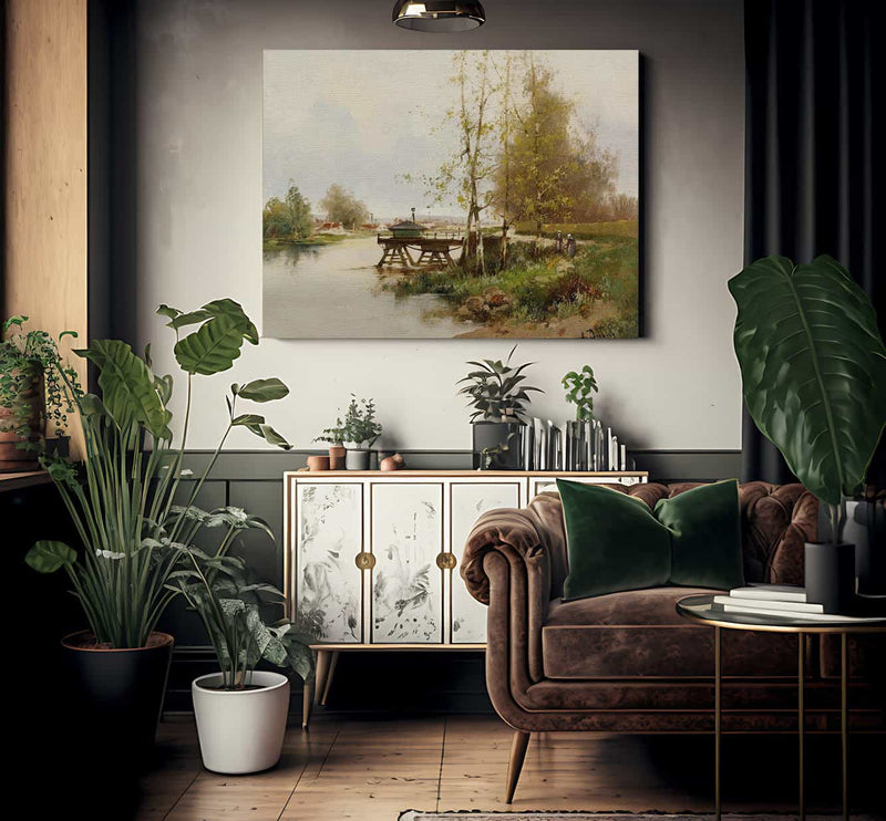 The Pond At The Edge Of The Village By Eugene Galien Laloue Fine Art Print