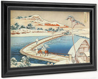 The Pontoon Bridge At Sano In Kozuke Province In Winter By Hokusai Fine Art Print