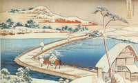 The Pontoon Bridge At Sano In Kozuke Province In Winter By Hokusai Fine Art Print