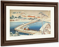 The Pontoon Bridge At Sano In Kozuke Province In Winter By Hokusai Fine Art Print
