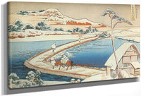 The Pontoon Bridge At Sano In Kozuke Province In Winter By Hokusai Fine Art Print