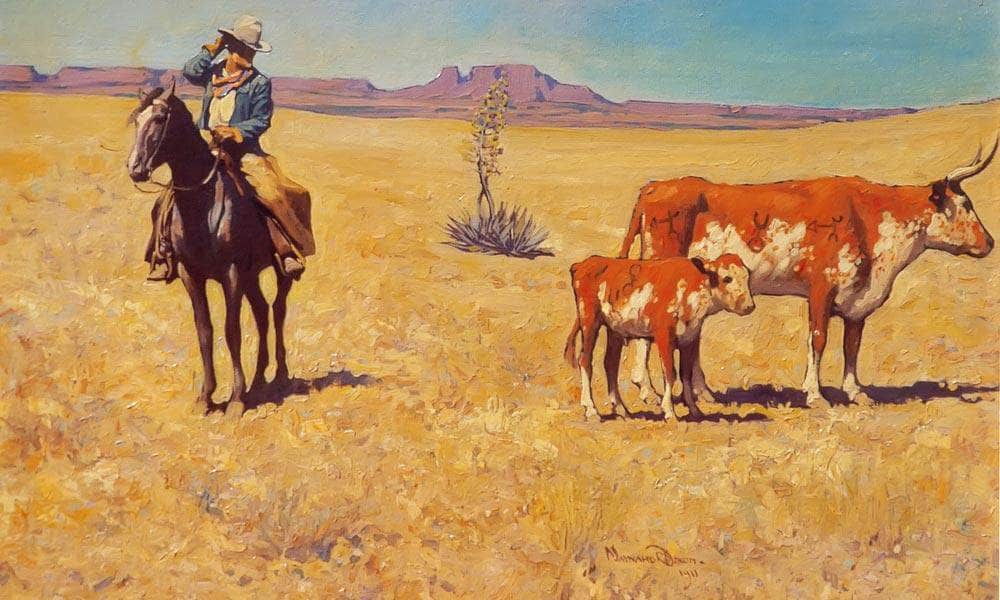 The Puzzled Cowboy By Maynard Dixon Fine Art Print