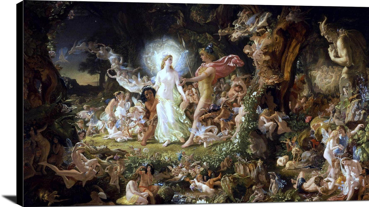 The Quarrel Of Oberon And Titania Painting Joseph Noel Paton Canvas Art Fine Art Print