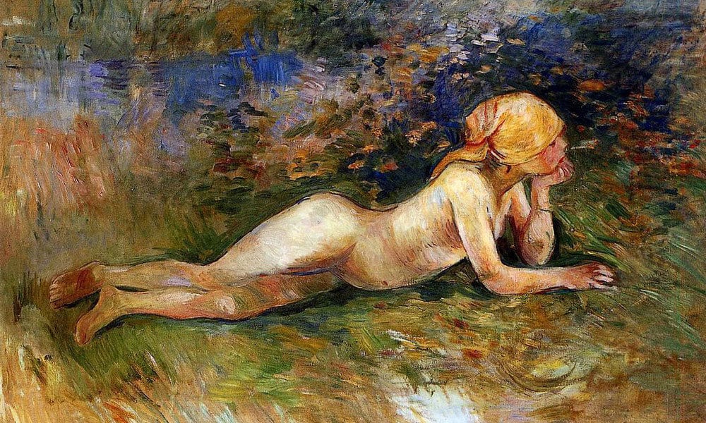 The Reclining Shepherdess 1891 Oil On Canvas Private Collection By Berthe Morisot Fine Art Print