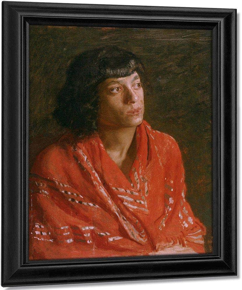 The Red Shawl By  Thomas Eakins Fine Art Print