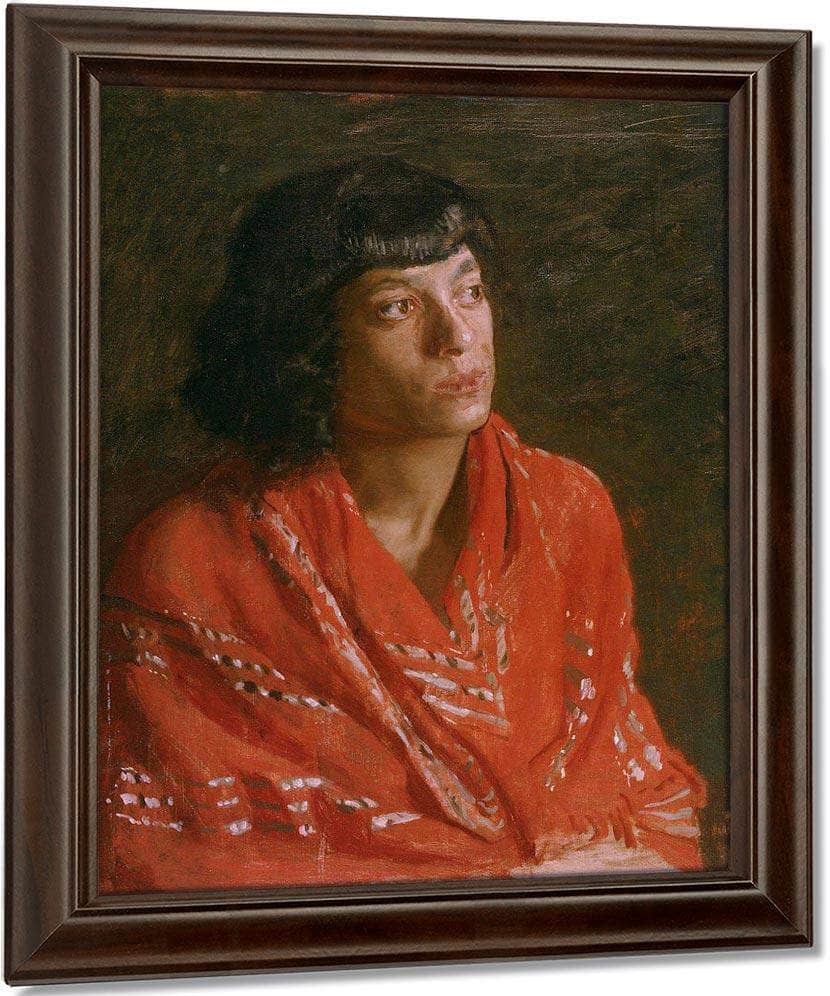 The Red Shawl By  Thomas Eakins Fine Art Print