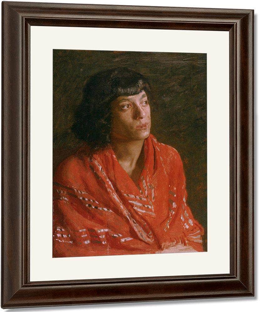 The Red Shawl By  Thomas Eakins Fine Art Print