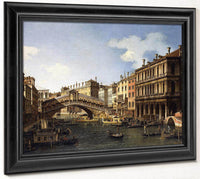 The Rialto Bridge Venice From The South With The Embarkation Of The Prince Of Saxony During His Visit In 1740 By Canaletto Fine Art Print