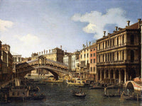 The Rialto Bridge Venice From The South With The Embarkation Of The Prince Of Saxony During His Visit In 1740 By Canaletto Fine Art Print