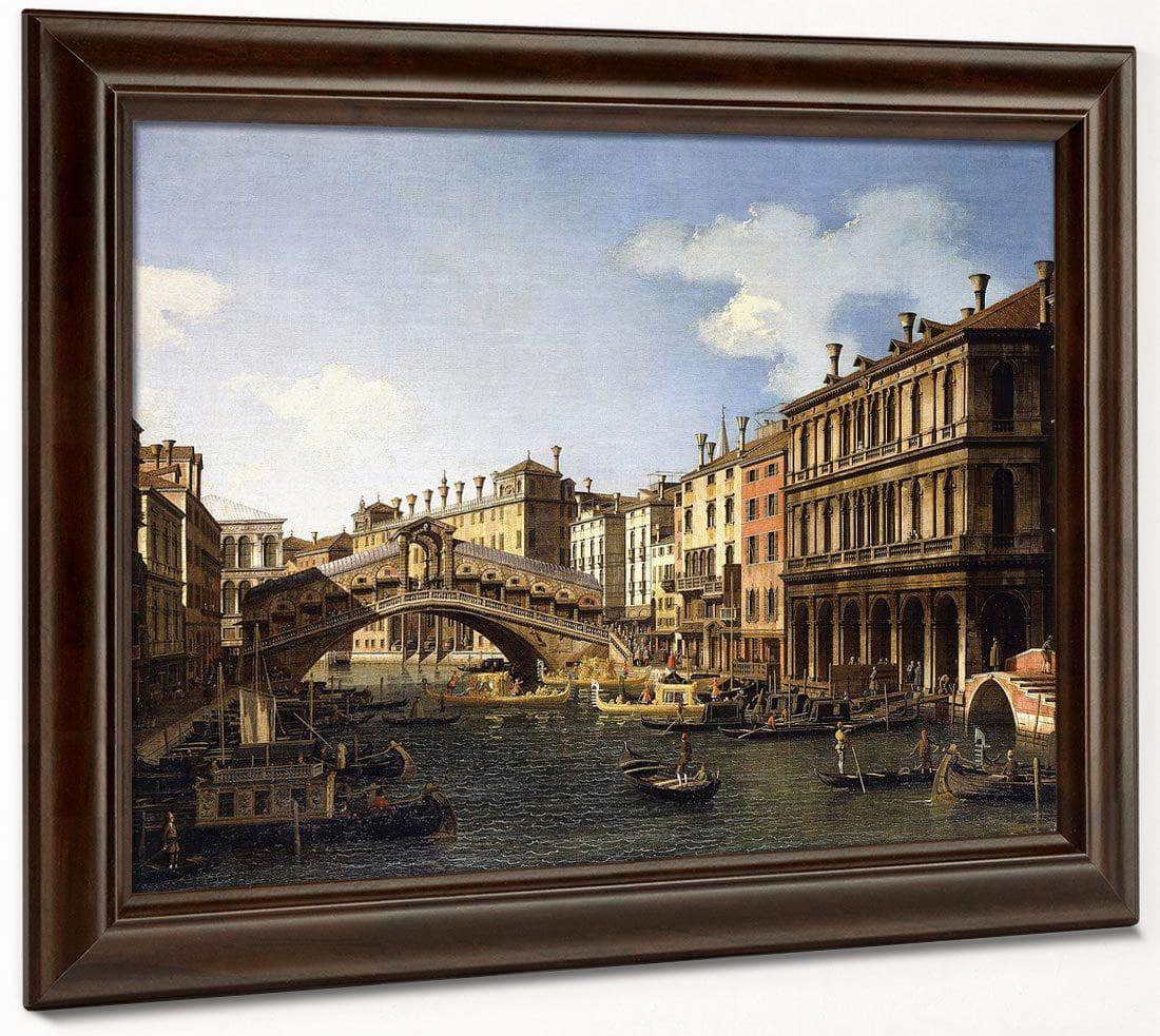 The Rialto Bridge Venice From The South With The Embarkation Of The Prince Of Saxony During His Visit In 1740 By Canaletto Fine Art Print