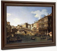 The Rialto Bridge Venice From The South With The Embarkation Of The Prince Of Saxony During His Visit In 1740 By Canaletto Fine Art Print