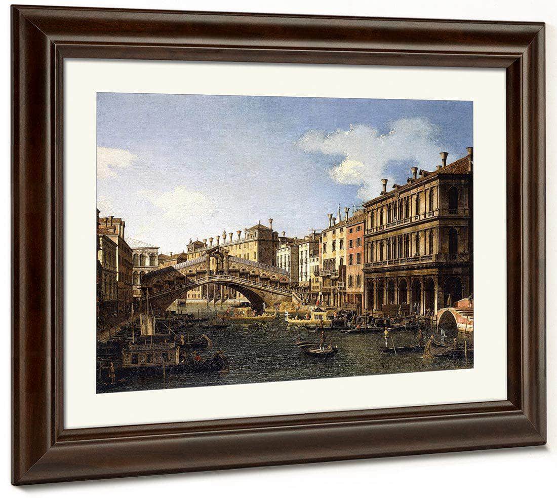 The Rialto Bridge Venice From The South With The Embarkation Of The Prince Of Saxony During His Visit In 1740 By Canaletto Fine Art Print