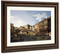 The Rialto Bridge Venice From The South With The Embarkation Of The Prince Of Saxony During His Visit In 1740 By Canaletto Fine Art Print