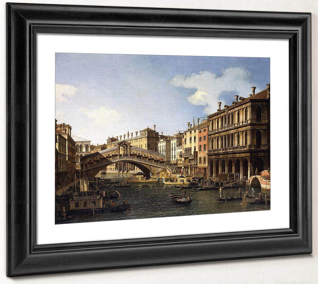 The Rialto Bridge Venice From The South With The Embarkation Of The Prince Of Saxony During His Visit In 1740 By Canaletto Fine Art Print
