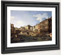 The Rialto Bridge Venice From The South With The Embarkation Of The Prince Of Saxony During His Visit In 1740 By Canaletto Fine Art Print