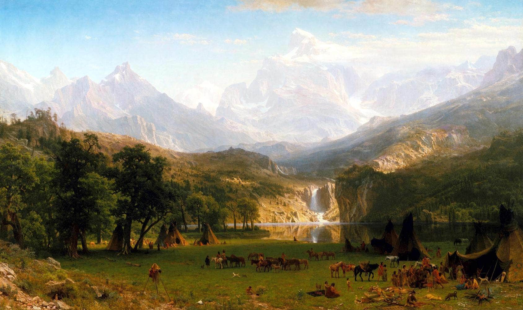The Rocky Mountains, Lander's Peak Painting Albert Bierstadt Canvas Art Fine Art Print