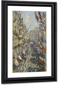 The Rue Montorgueil In Paris. Celebration Of June 30, 1878 By Claude Monet Fine Art Print