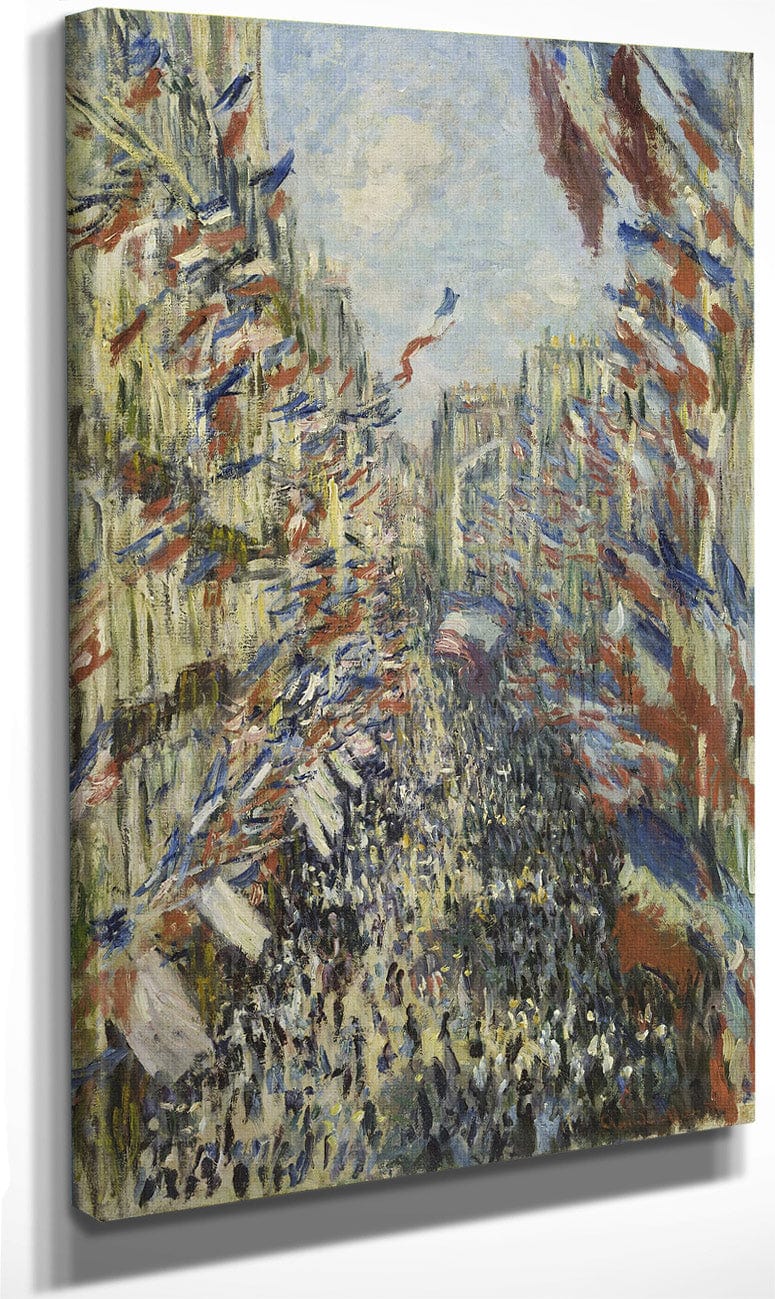 The Rue Montorgueil In Paris. Celebration Of June 30, 1878 By Claude Monet Fine Art Print