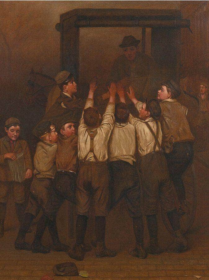 The Rush For Evening Papers By John George Brown Fine Art Print