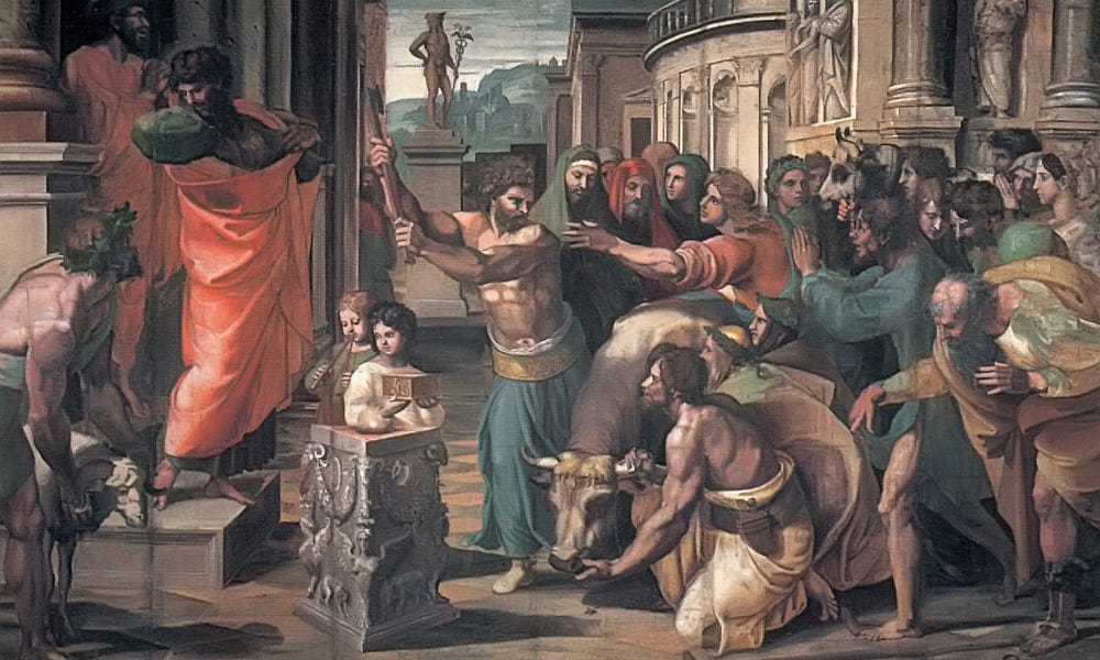 The Sacrifice At Lystra By John Waterhouse Fine Art Print