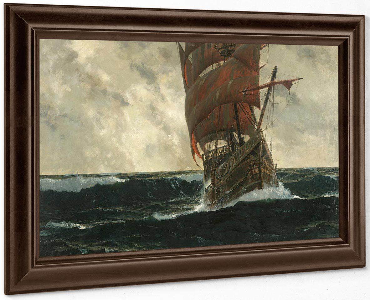 The Santa Maria At Sea By Michael Zeno Diemer Fine Art Print