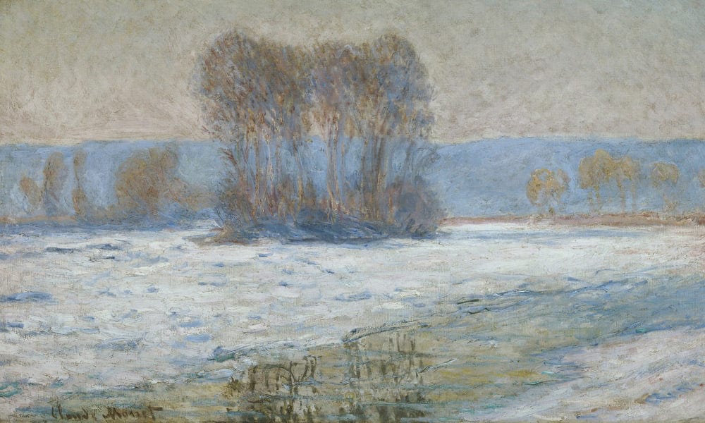 The Seine At Bennecourt, Winter By Claude Monet Fine Art Print