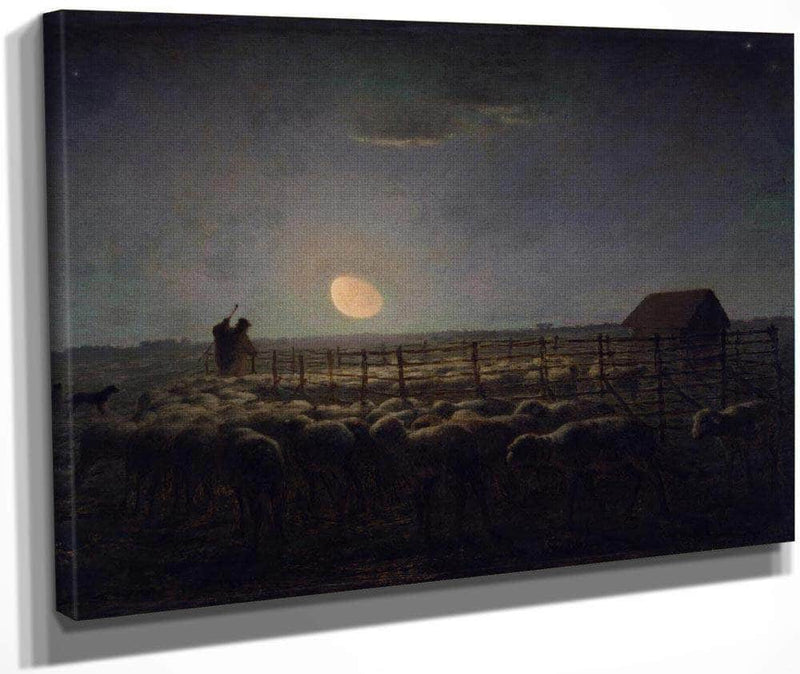 The Sheepfold Moonlight By Jean Francois Millet Fine Art Print