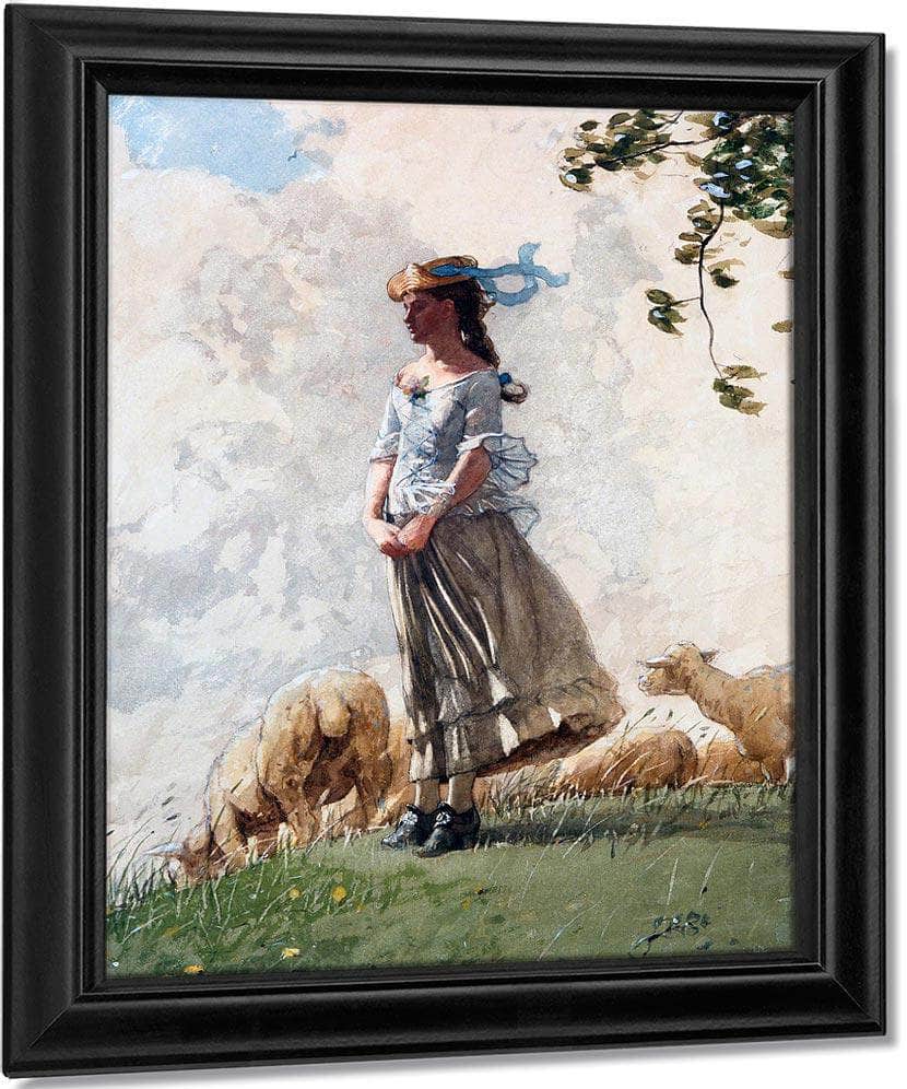 The Shepherdess (Fresh Air) By Homer Winslow Fine Art Print