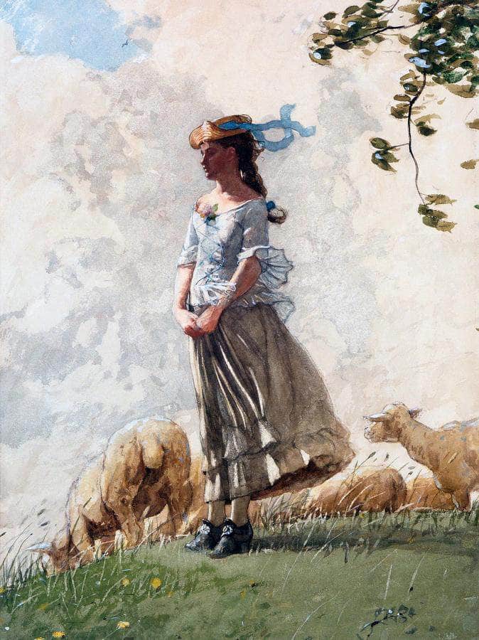 The Shepherdess (Fresh Air) By Homer Winslow Fine Art Print