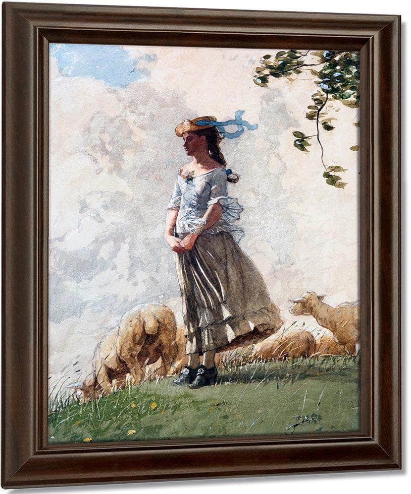 The Shepherdess (Fresh Air) By Homer Winslow Fine Art Print