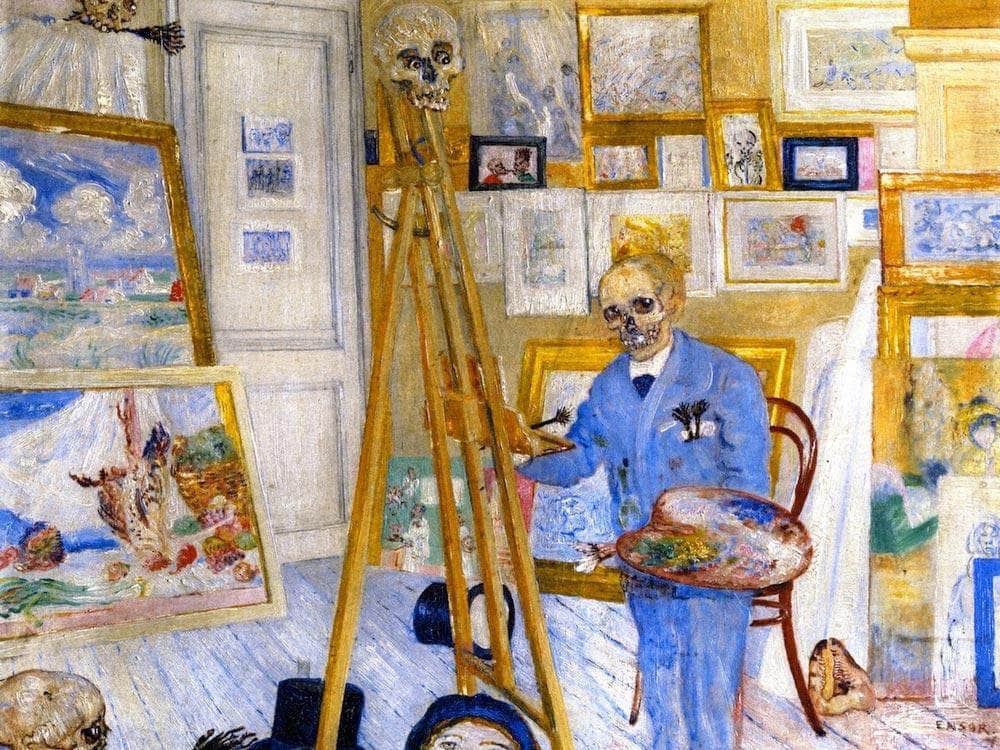 The Skeleton Painter By James Ensor Fine Art Print