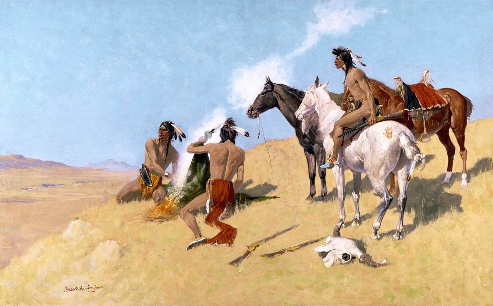 The Smoke Signal Painting Frederic Remington Canvas Art Fine Art Print