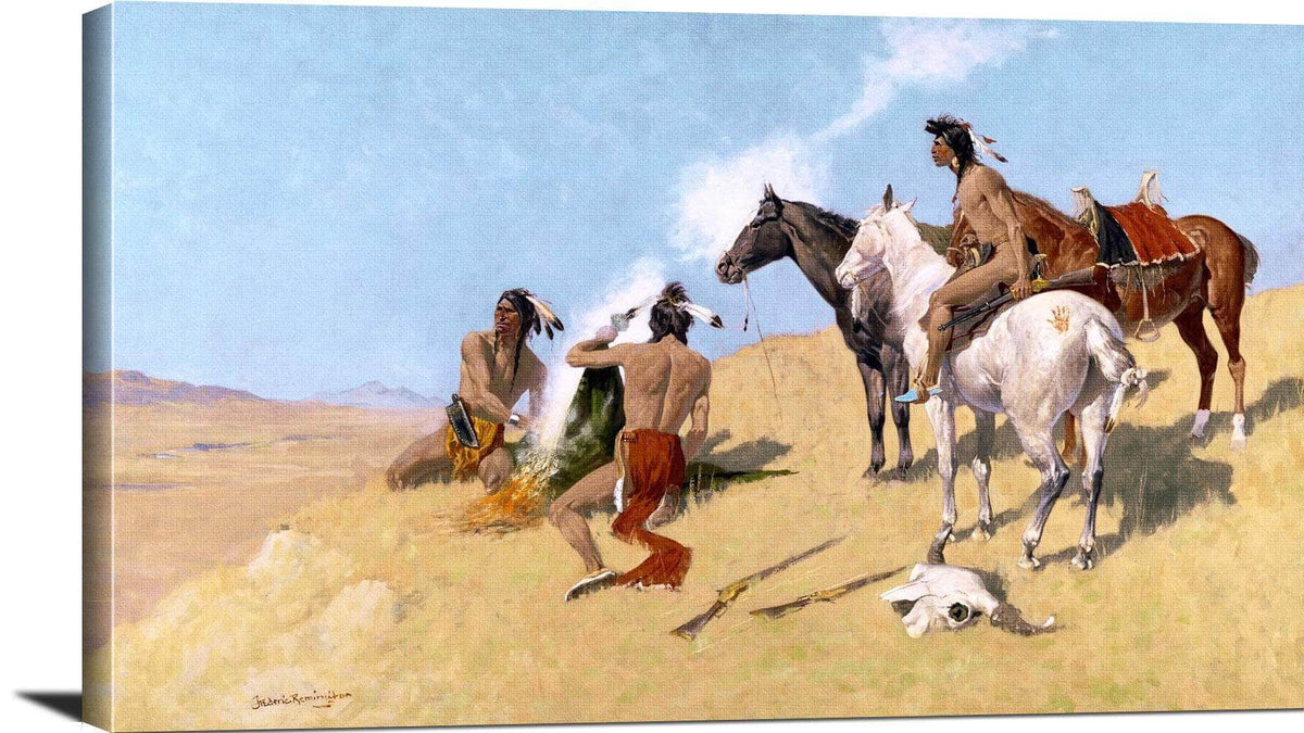 The Smoke Signal Painting Frederic Remington Canvas Art Fine Art Print