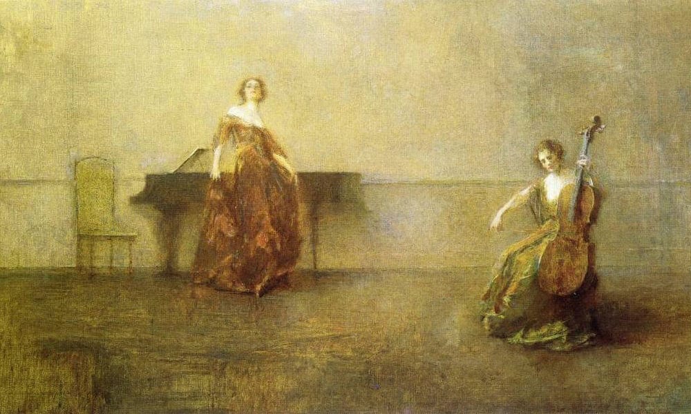 The Song And The Cello By Thomas Wilmer Dewing Fine Art Print