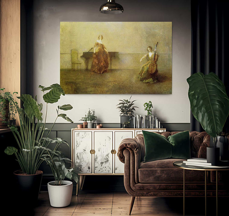 The Song And The Cello By Thomas Wilmer Dewing Fine Art Print