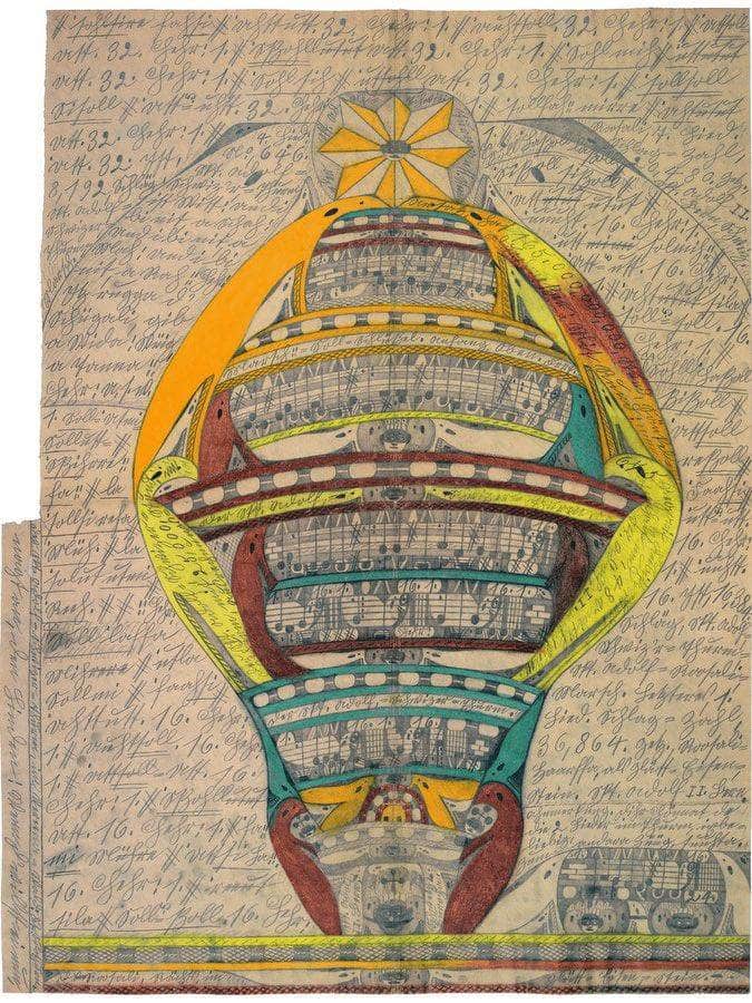 The St Adolf Swiss Tower 1918 By Adolf Wolfli Fine Art Print